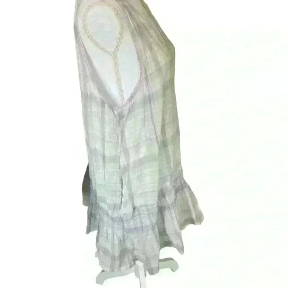 Free People Gauzy Sleeveless Dress Size Small Light Purple Green Plaid Casual - Picture 3 of 10